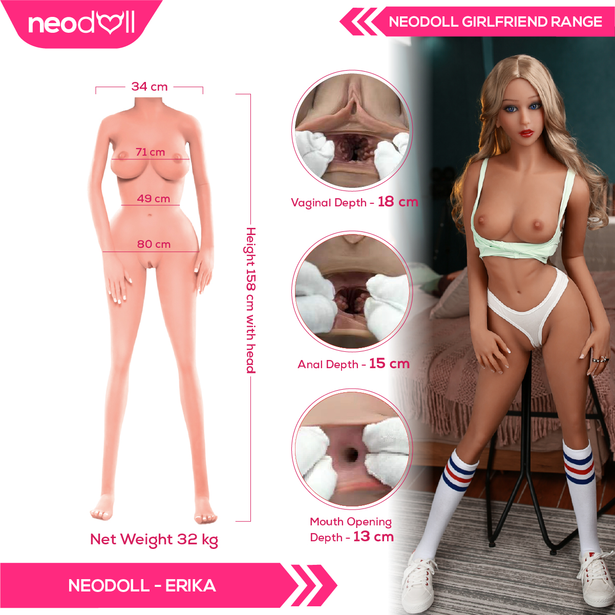 Neodoll Girlfriend Erika - Realistic Sex Doll - 158cm - Image 4